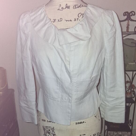 Elevenses Cream Linen Blazer Size 6 - Picture 6 of 9